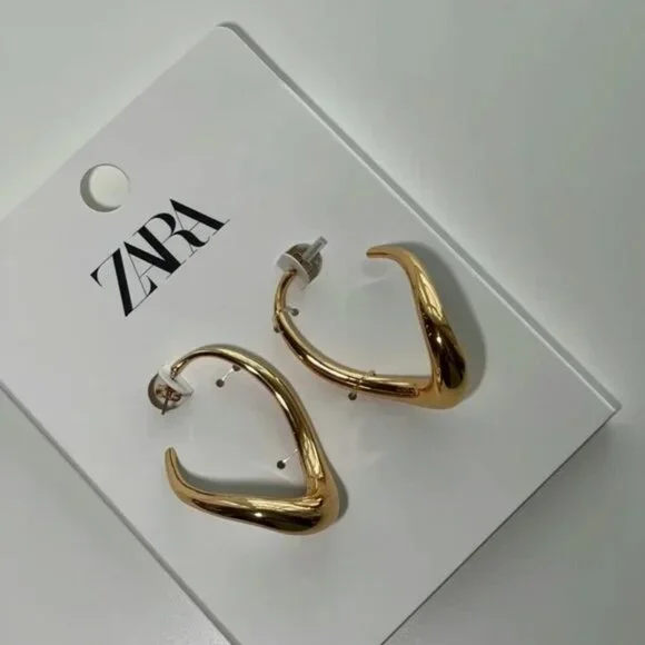 Nwt Zara Irregular Hoop Earrings Nwt 4736/206. 🔥✨✨✨ - Picture 3 of 6